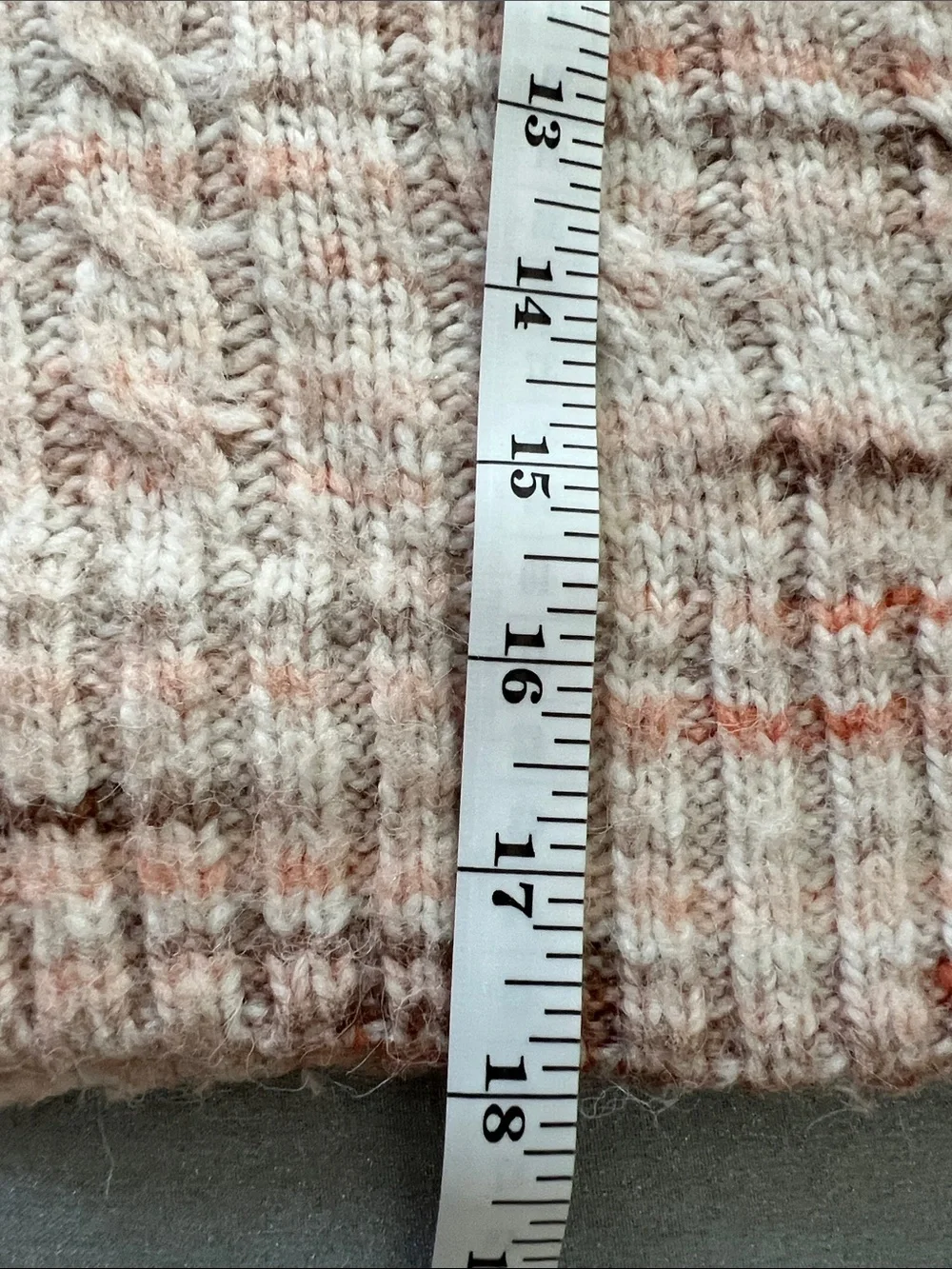 Madden Girl | Pink Brown Coral Cream Cropped Cable-Knit Sweater Size L